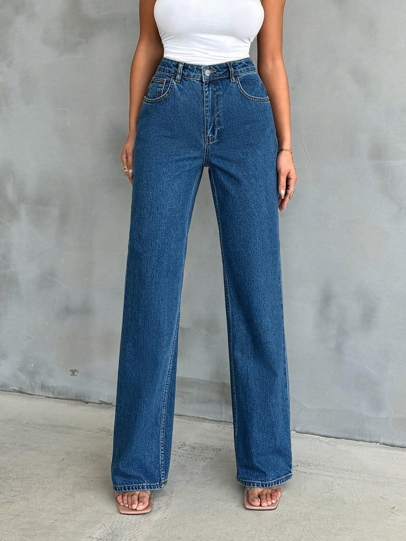 True Blue Wide Leg High Rise jeans