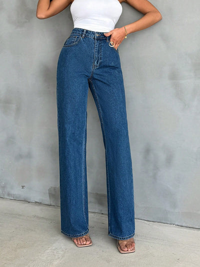 True Blue Wide Leg High Rise jeans