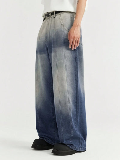 Ombre Blue Wash Baggy Wide Leg Jeans