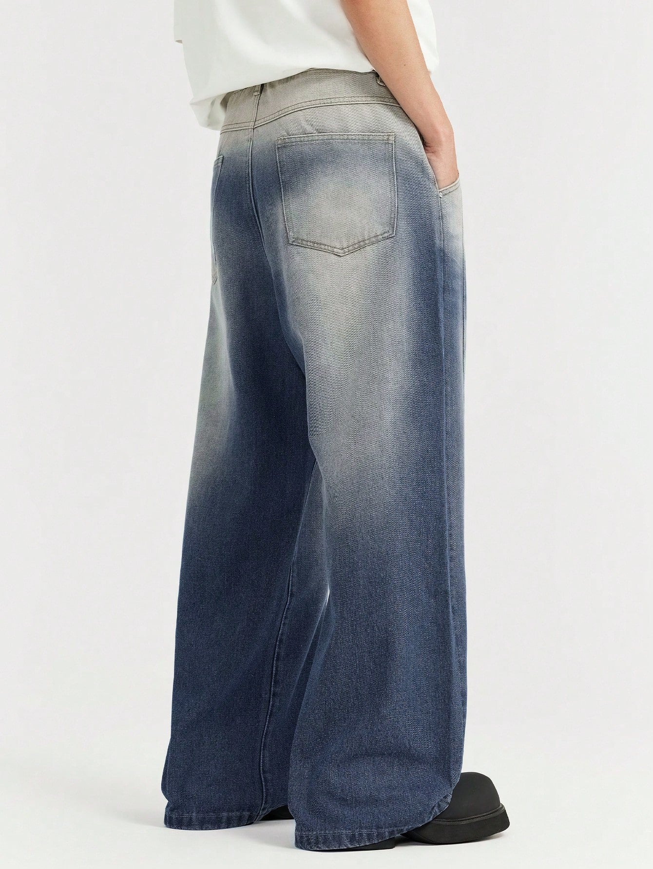 Ombre Blue Wash Baggy Wide Leg Jeans