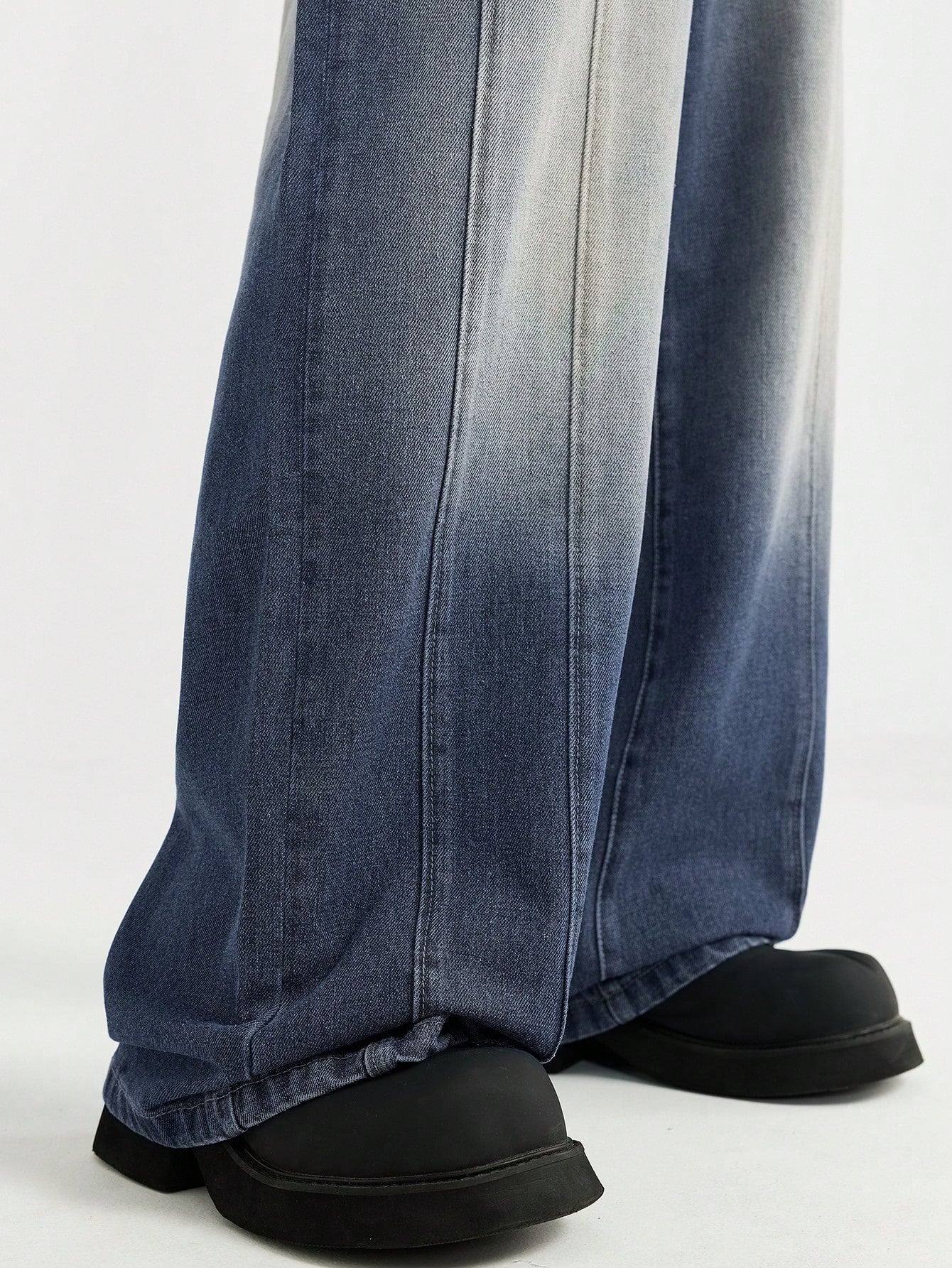 Ombre Blue Wash Baggy Wide Leg Jeans