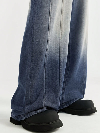 Ombre Blue Wash Baggy Wide Leg Jeans
