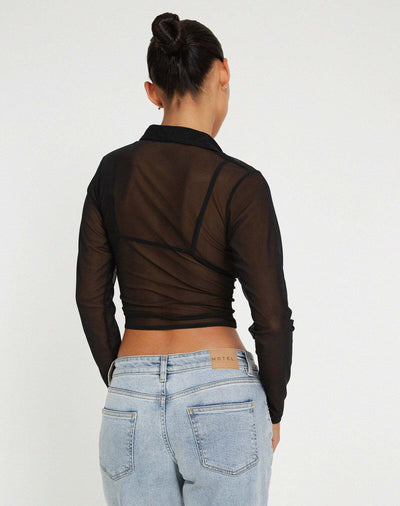 Sheer Mesh Black Shirt