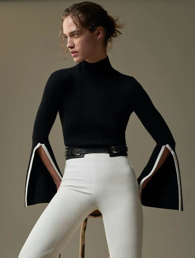 Hold My Hand Slit Bell Sleeve Rib Top
