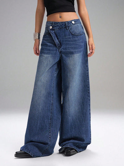 Deconstructed Fly Extra Wide Leg Jeans