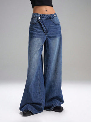 Deconstructed Fly Extra Wide Leg Jeans