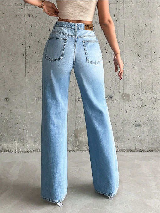 Light Blue Fade Wash Wide Leg Jeans