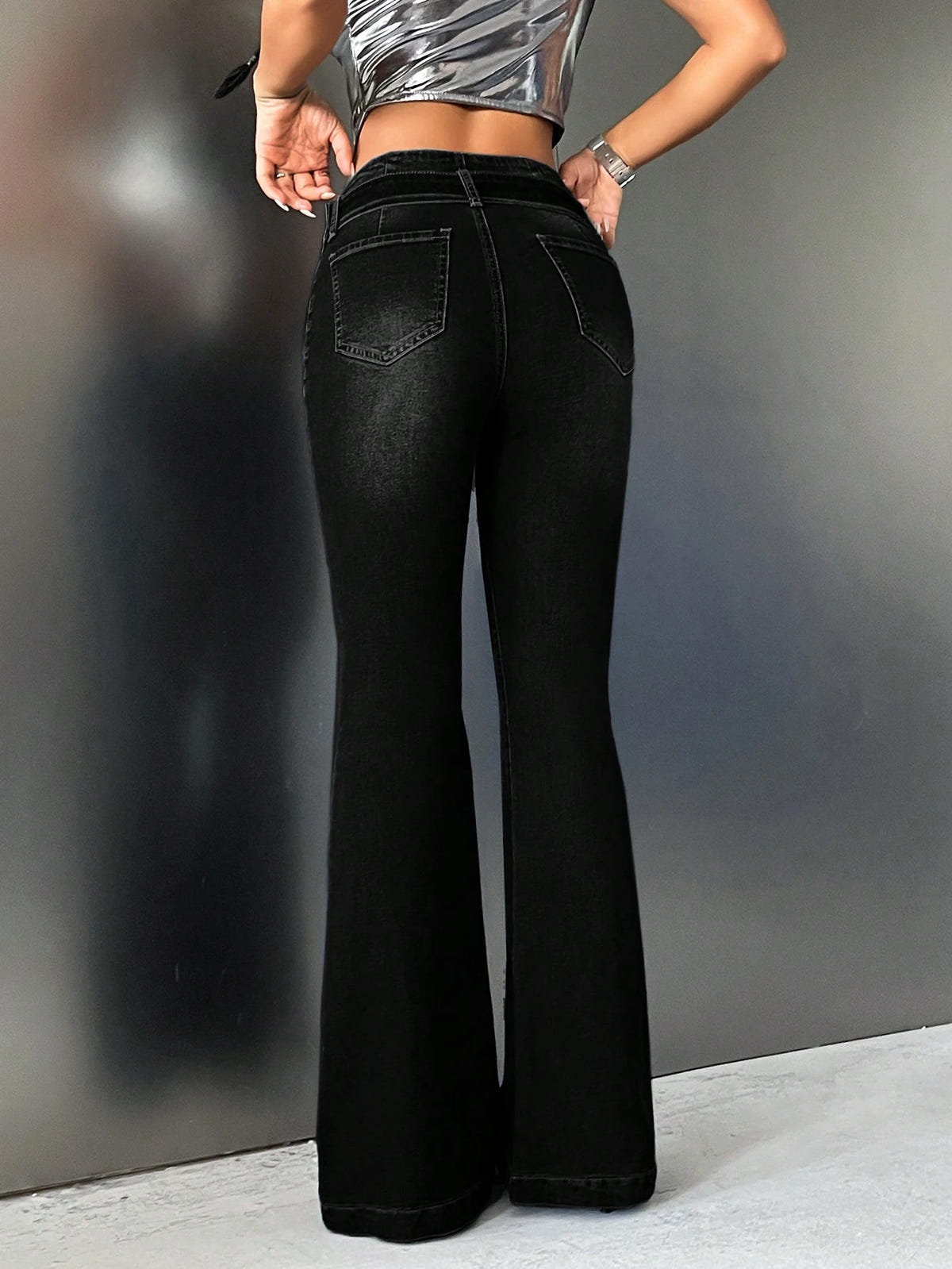 Midnight Matrix Belted Bootcut Jeans
