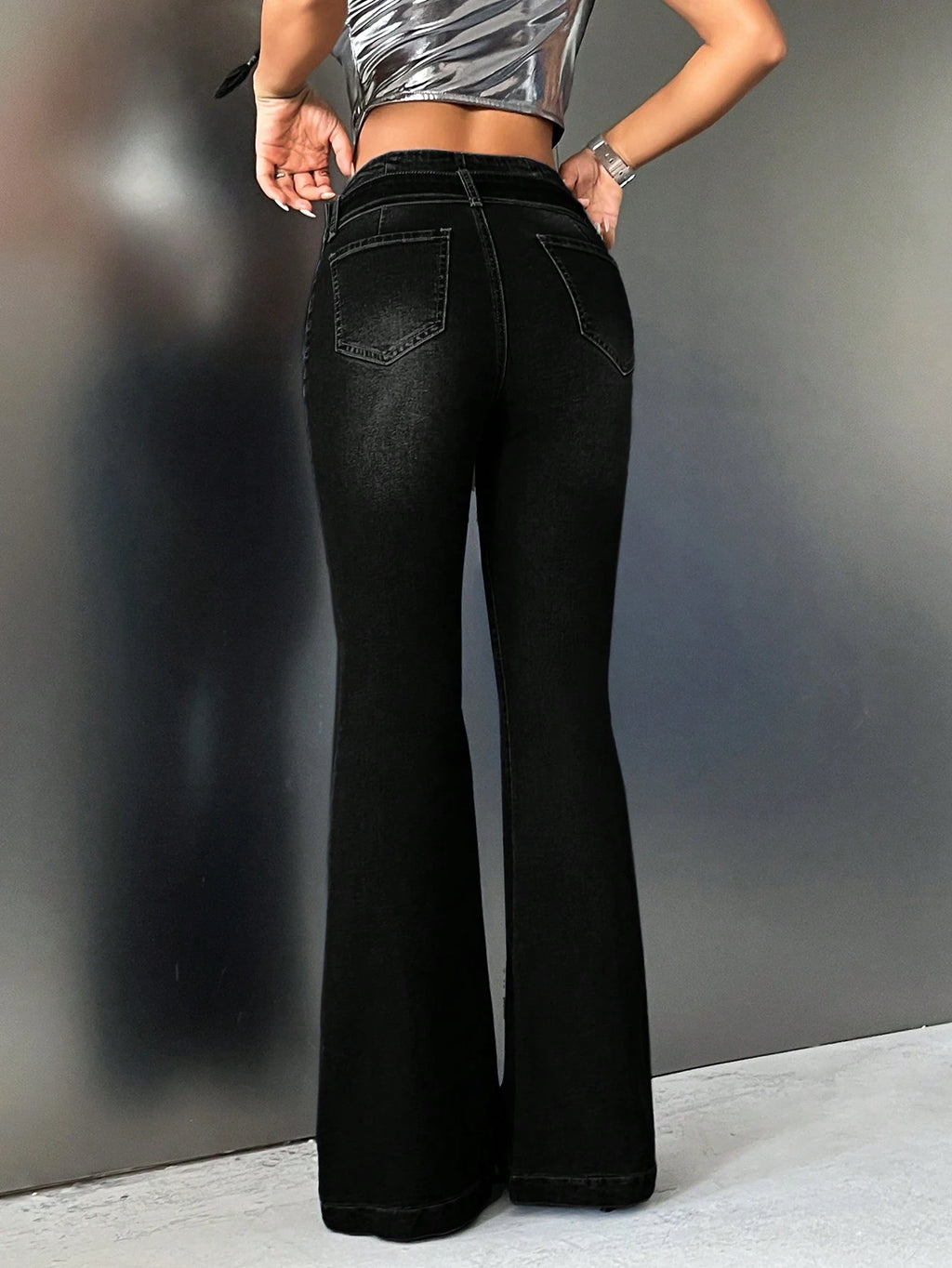 Midnight Matrix Belted Bootcut Jeans