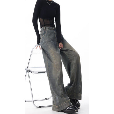 Tinted Vintage Washed Wide Leg Baggy Jeans