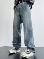 Rolling Panel Loose Straight Fit Jeans