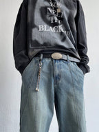 Rolling Panel Loose Straight Fit Jeans