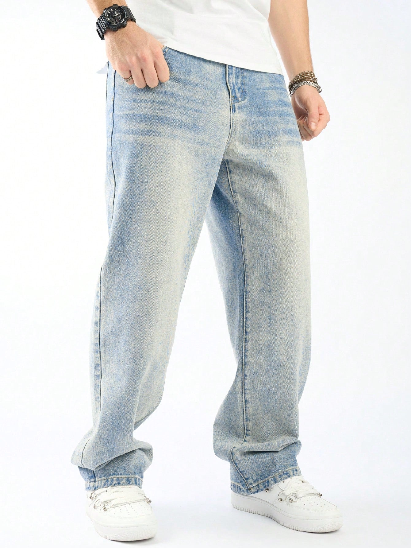 Steel Blue Straight Fit Jeans