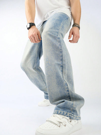 Steel Blue Straight Fit Jeans