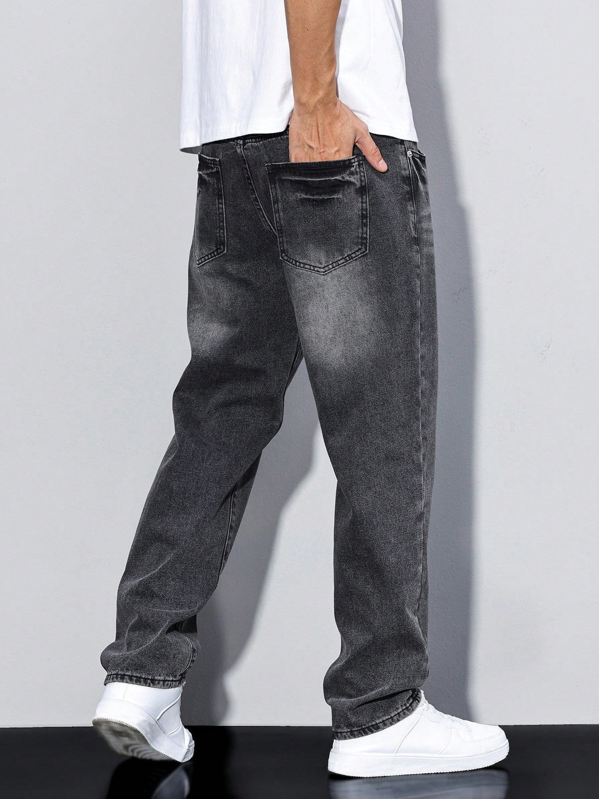 Shadow Crest Straight Fit Jeans - Faded Charcoal - Image 3