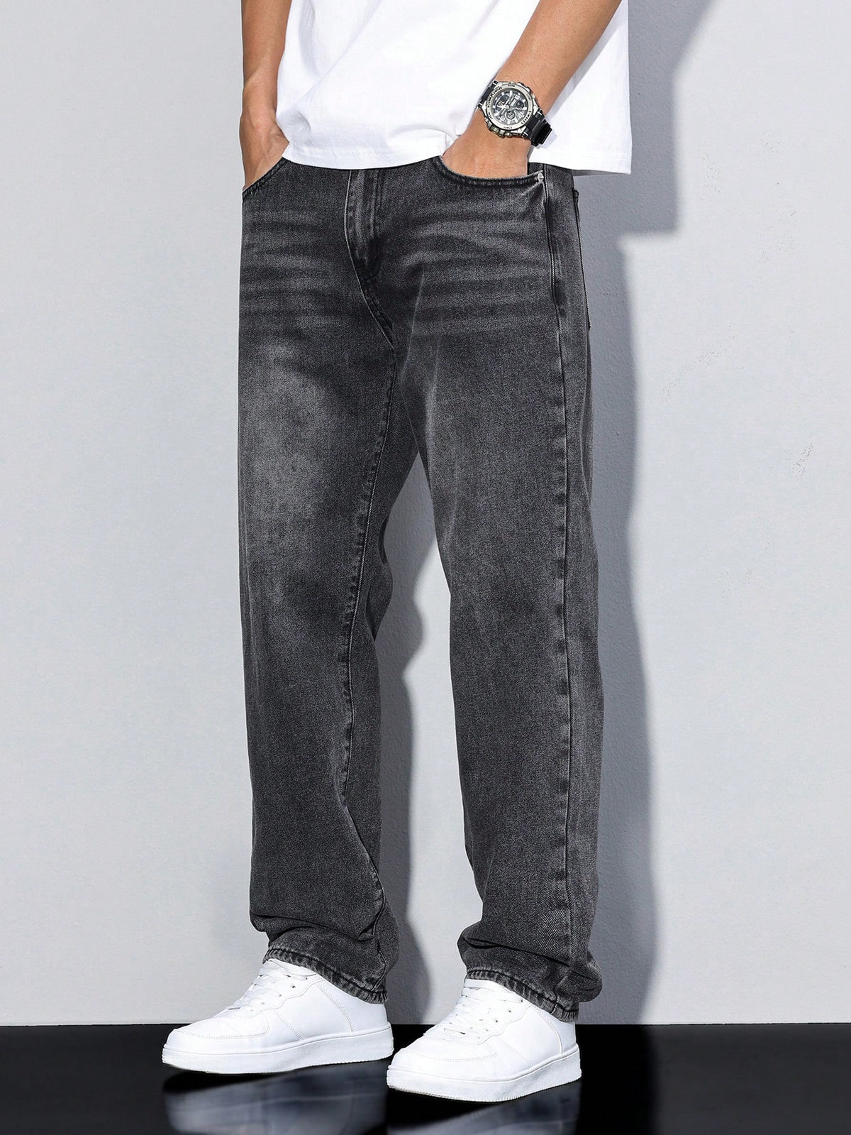 Shadow Crest Straight Fit Jeans - Faded Charcoal - Image 5