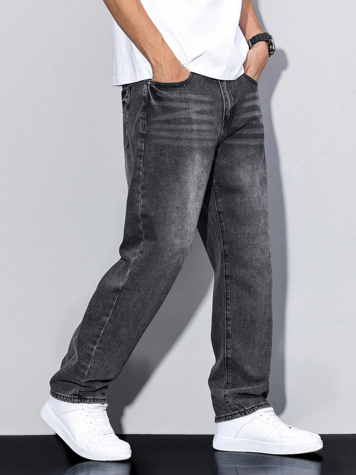 Shadow Crest Straight Fit Jeans - Faded Charcoal - Image 6