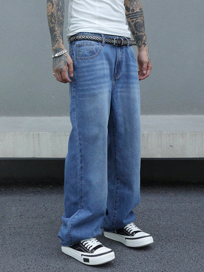 Retro Blue Wash Baggy Jeans