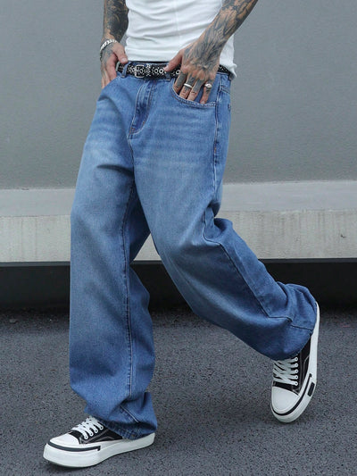 Retro Blue Wash Baggy Jeans