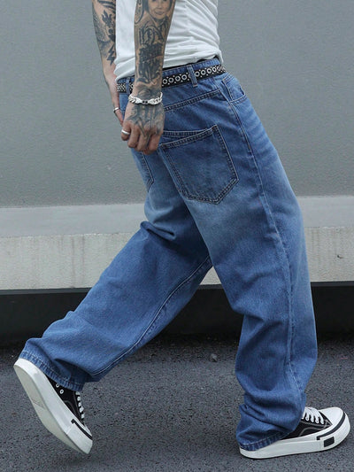 Retro Blue Wash Baggy Jeans