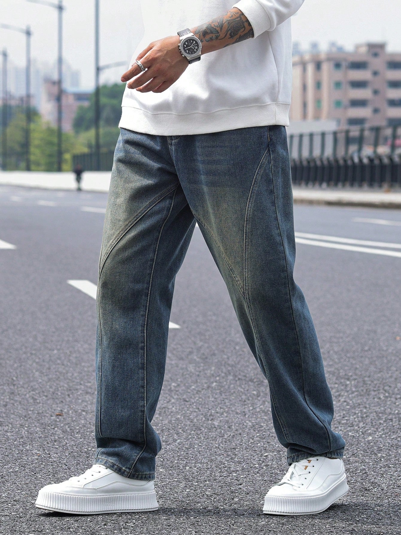 Subtle Fade Blue Straight Fit Jeans