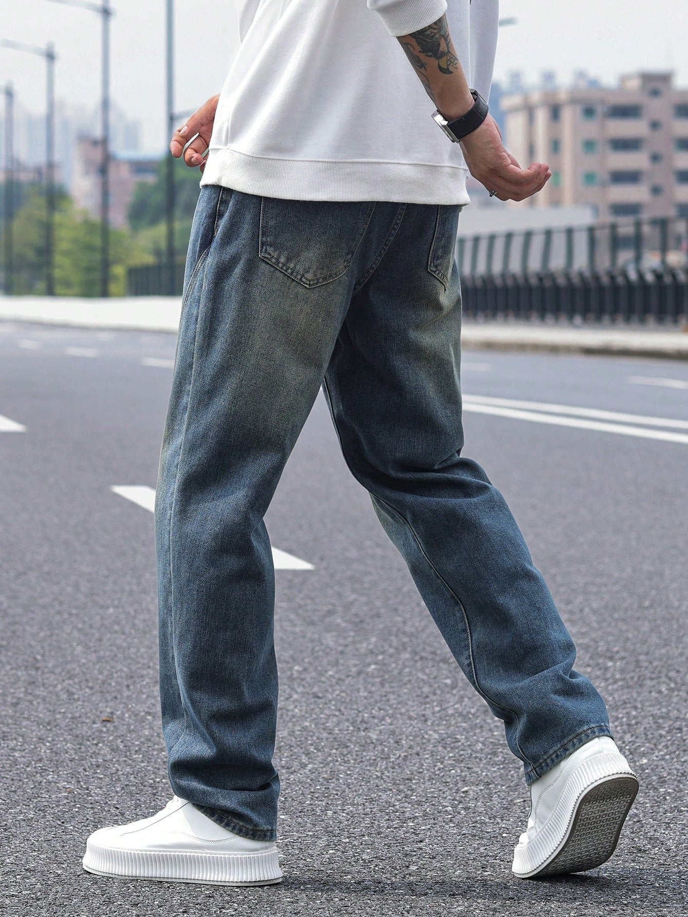 Subtle Fade Blue Straight Fit Jeans