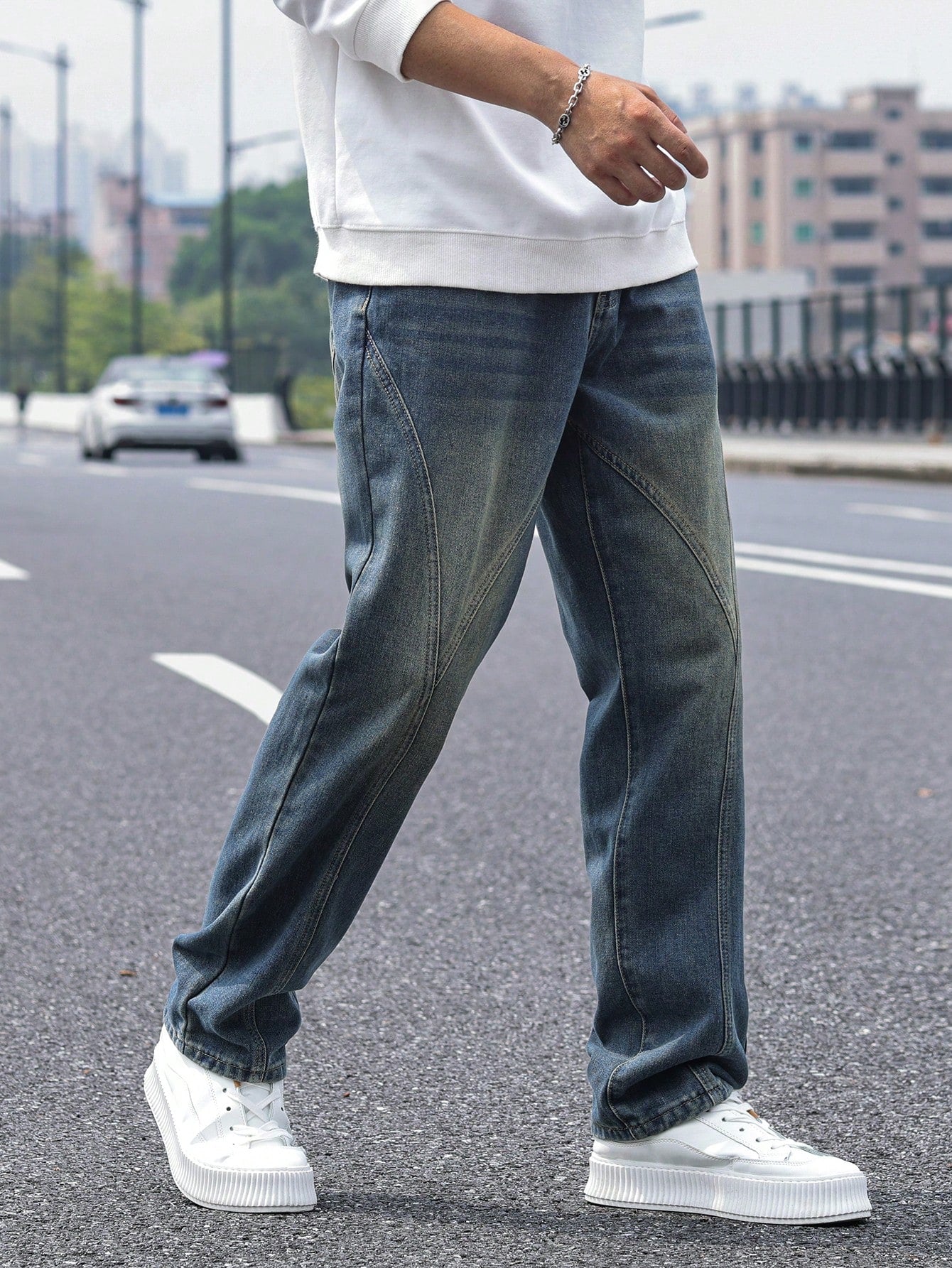 Subtle Fade Blue Straight Fit Jeans