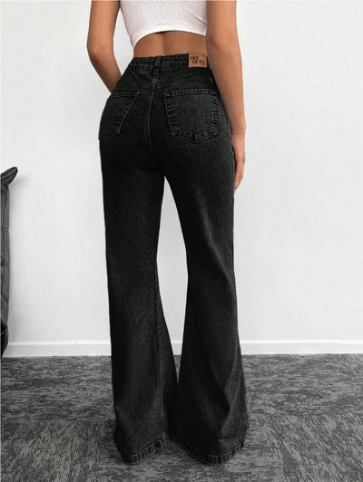 Millennium Button Detail Wide Leg Jeans