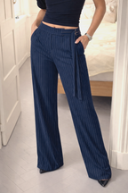 Striped Buckle Up Pants