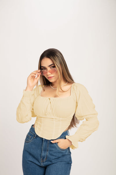 Puff Sleeve Milkmaid Crop Top