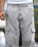 Moonstone Grey Flap Pocket Side Cargo Jeans