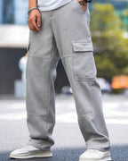 Moonstone Grey Flap Pocket Side Cargo Jeans