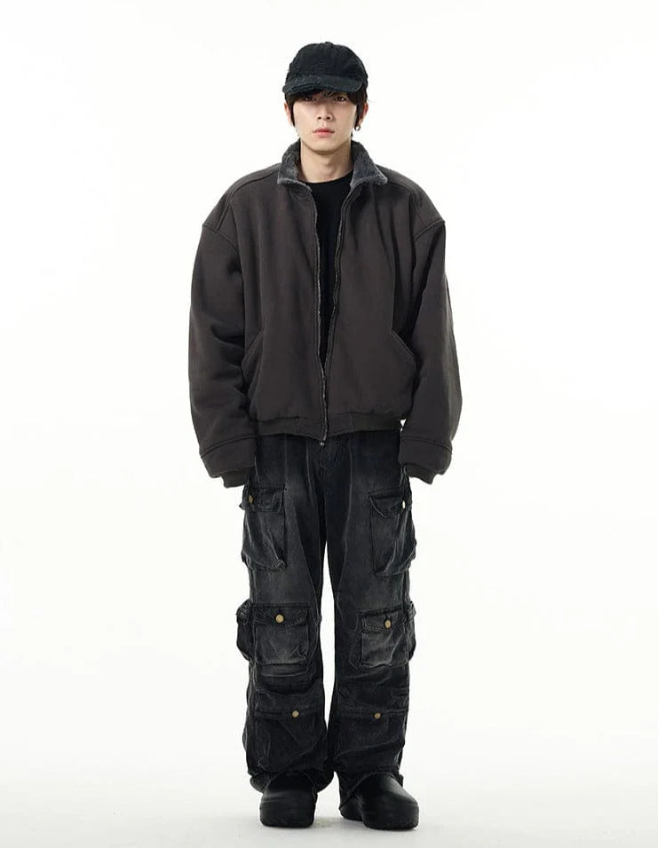 Faded Black Multi Purpose Pocket Baggy Cargo Jeans