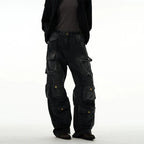 Faded Black Multi Purpose Pocket Baggy Cargo Jeans