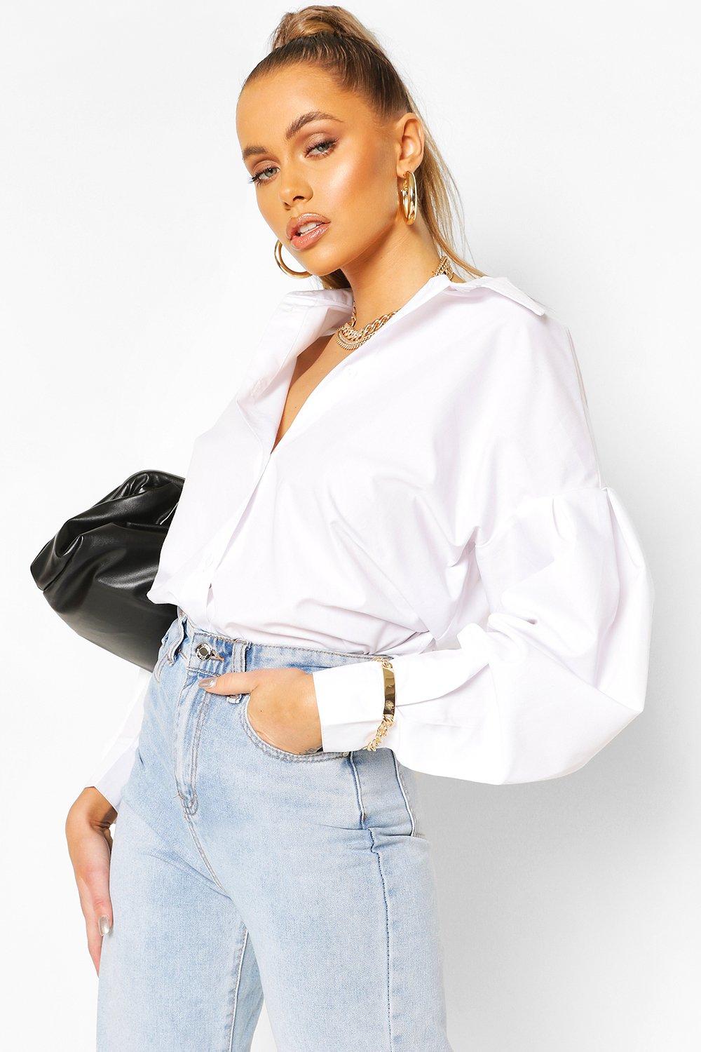 Oversized Pleated Sleeve Shirt