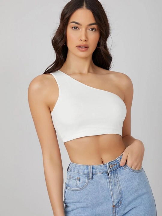Basic One Shoulder Crop Top – Offduty India