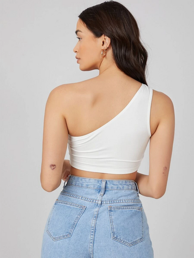 Basic One Shoulder Crop Top