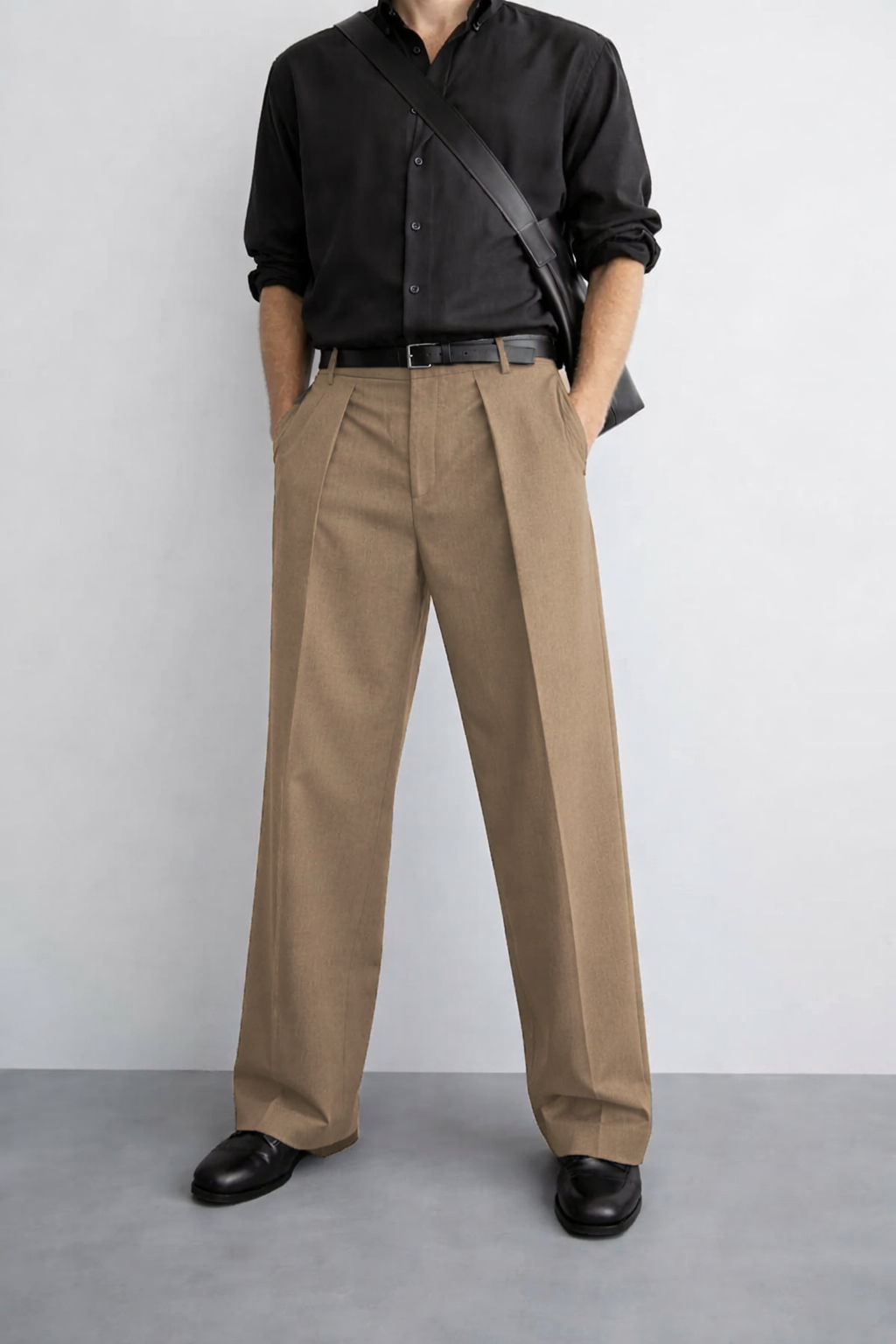 High Profile Pleat Straight Leg Trousers