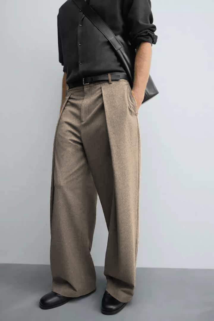 High Profile Pleat Straight Leg Trousers