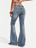 Low Rise Vintage Distressed Bell Bottom Jeans