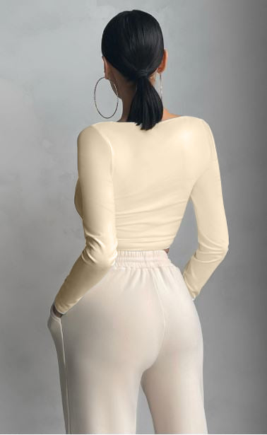 Ivory Long Sleeve Corset Top