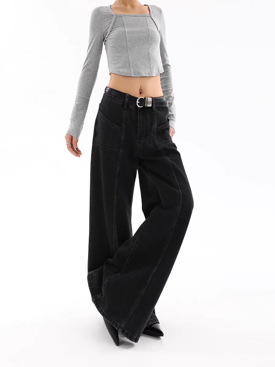 Black Chrome Extra Wide Leg Jeans