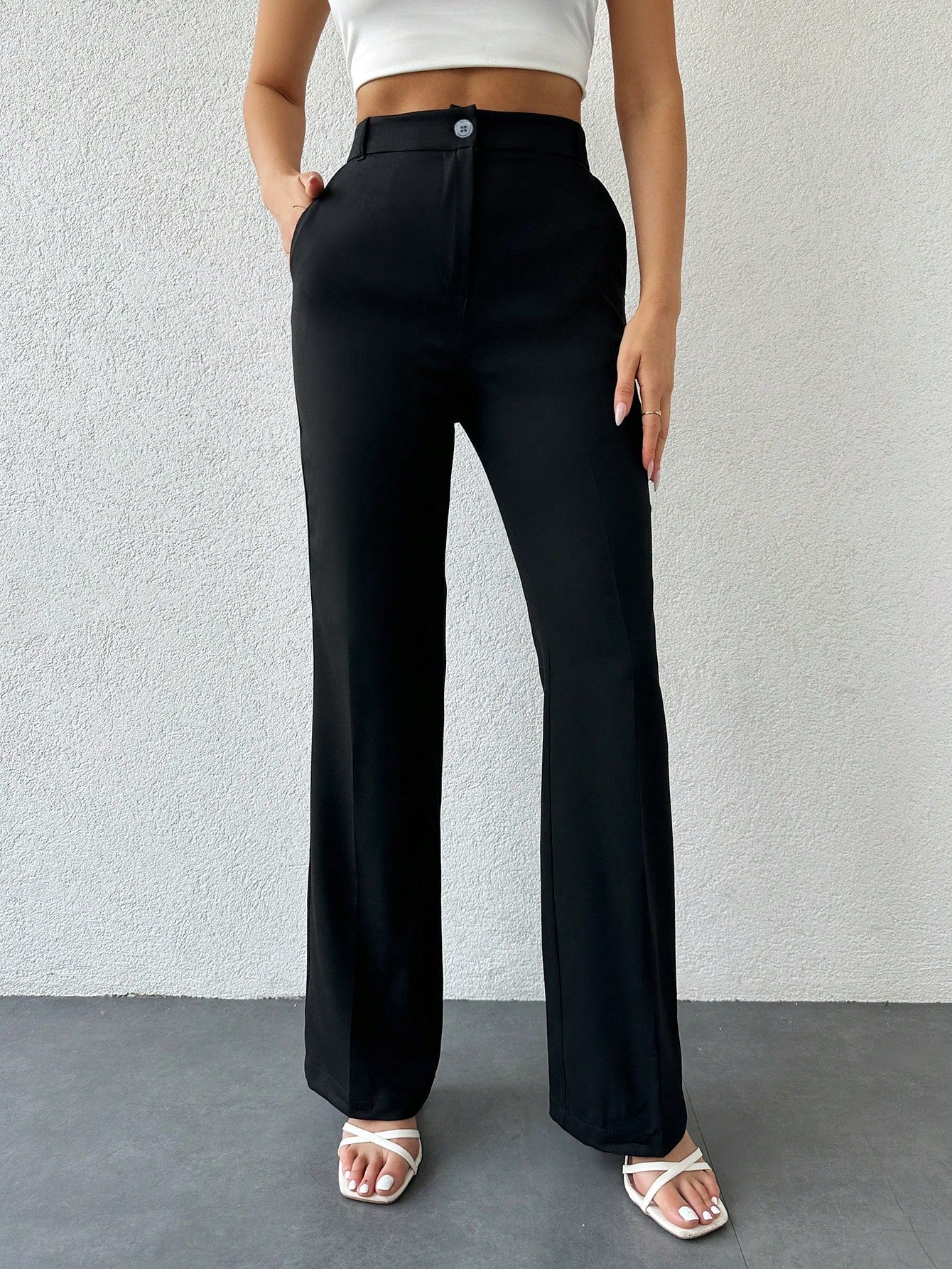 Work Pants Womens Black Straight Leg Pants Straight Leg Office Pants GORGLITTER Women's Button Front Pleated Work Pants High Waist Straight Leg Trousers Pleated Dress Pants Straight Leg Work Pants Womens Black Straight Leg Pants Straight Leg Office Pants GORGLITTER Women's Button Front Pleated Work Pants High Waist Straight Leg Trousers Pleated Dress Pants Straight Leg
