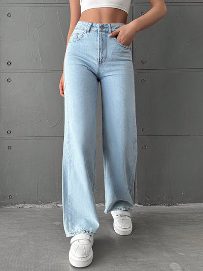 Wash Out Regular Blue Stretch Tailored Straight Leg Jeans