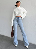 Crystal Blue Wash Tailored Flare Jeans