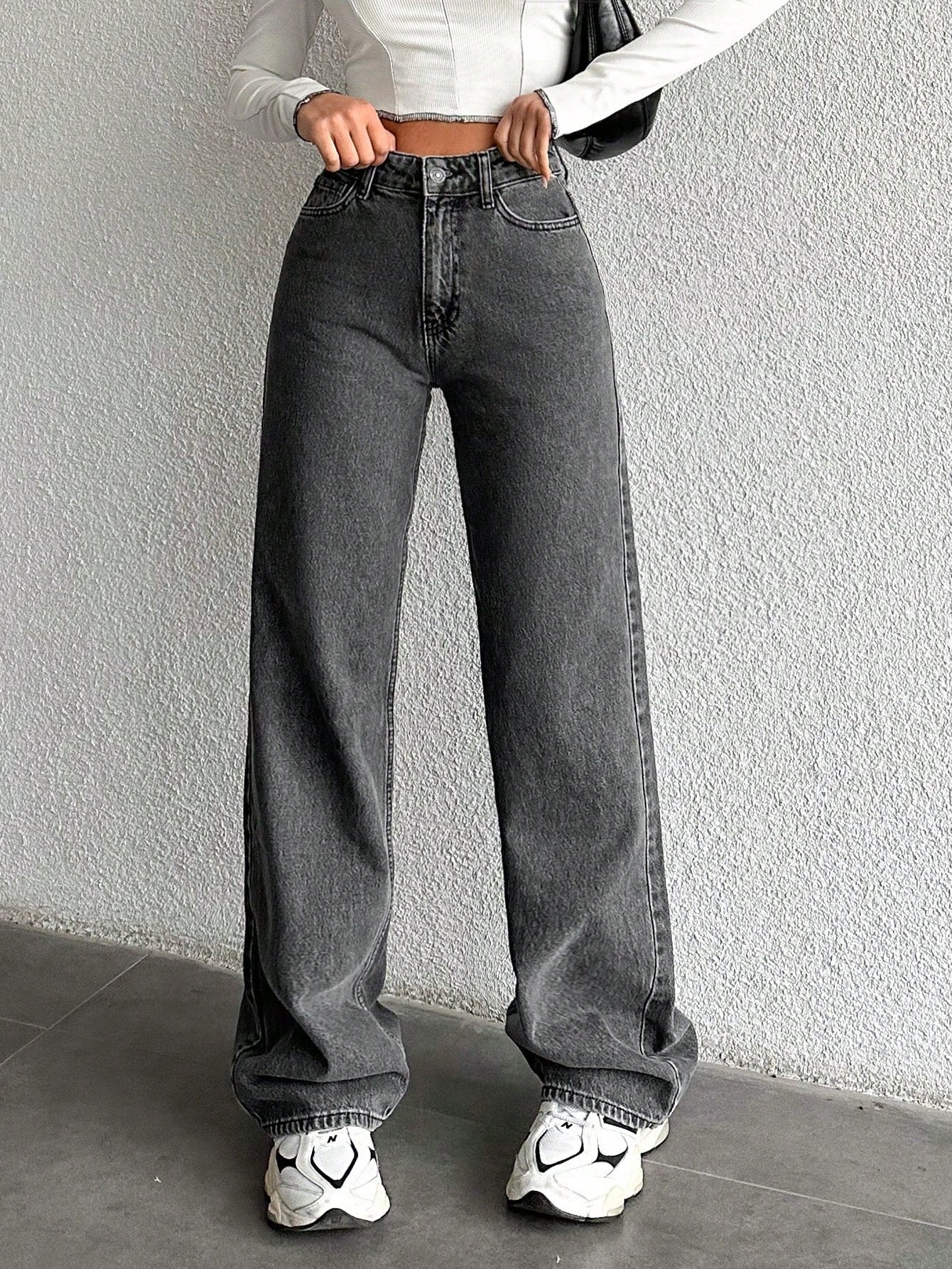 Charcoal Grey Straight Fit Jeans