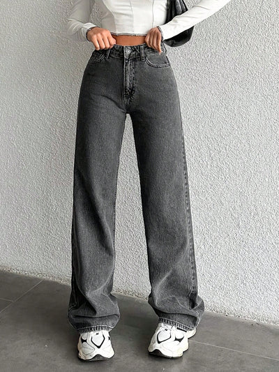 Charcoal Grey Straight Fit Jeans