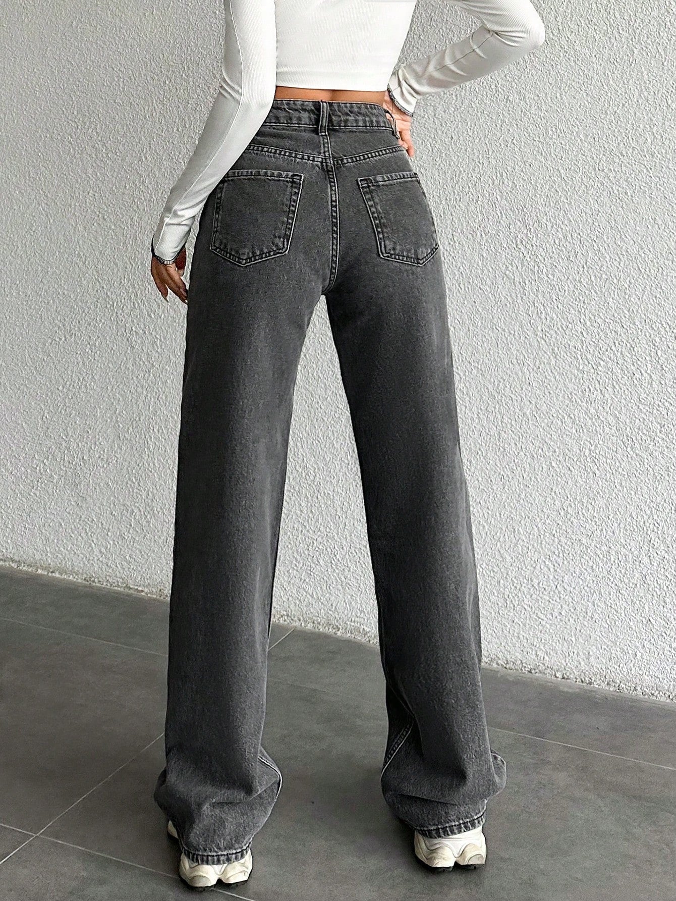 Charcoal Grey Straight Fit Jeans