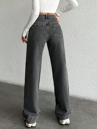 Charcoal Grey Straight Fit Jeans