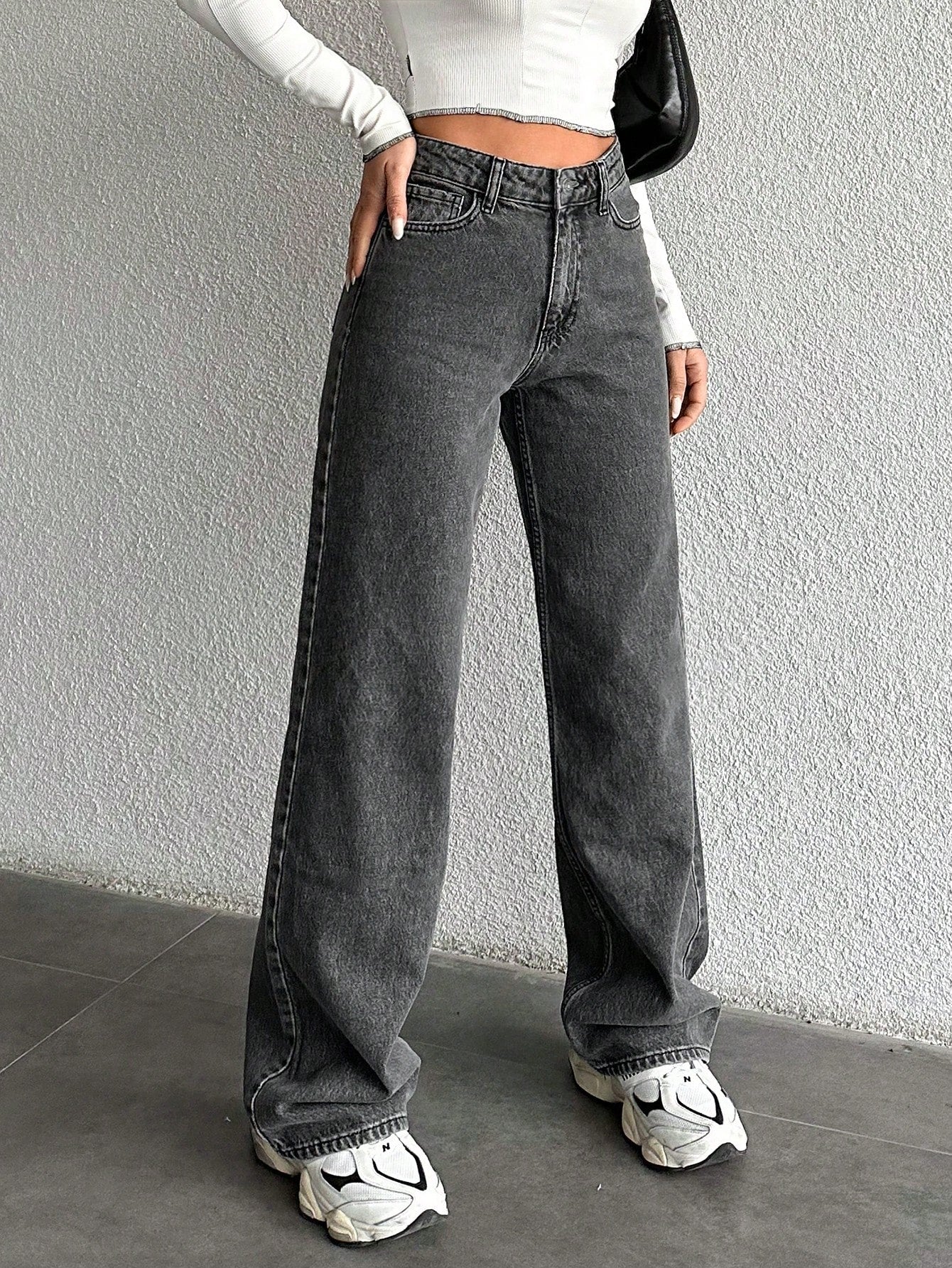 Charcoal Grey Straight Fit Jeans
